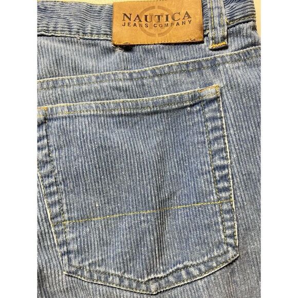 Vintage Nautica Corduroy Blue Jeans Stretch 32 X 28 Bootcut - Picture 6 of 10